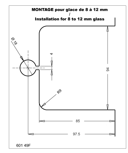 kit shower screen capsi wall 2fixed 1GG180 2laterals stiffener 2pts  anodised aluminium BSS effect
