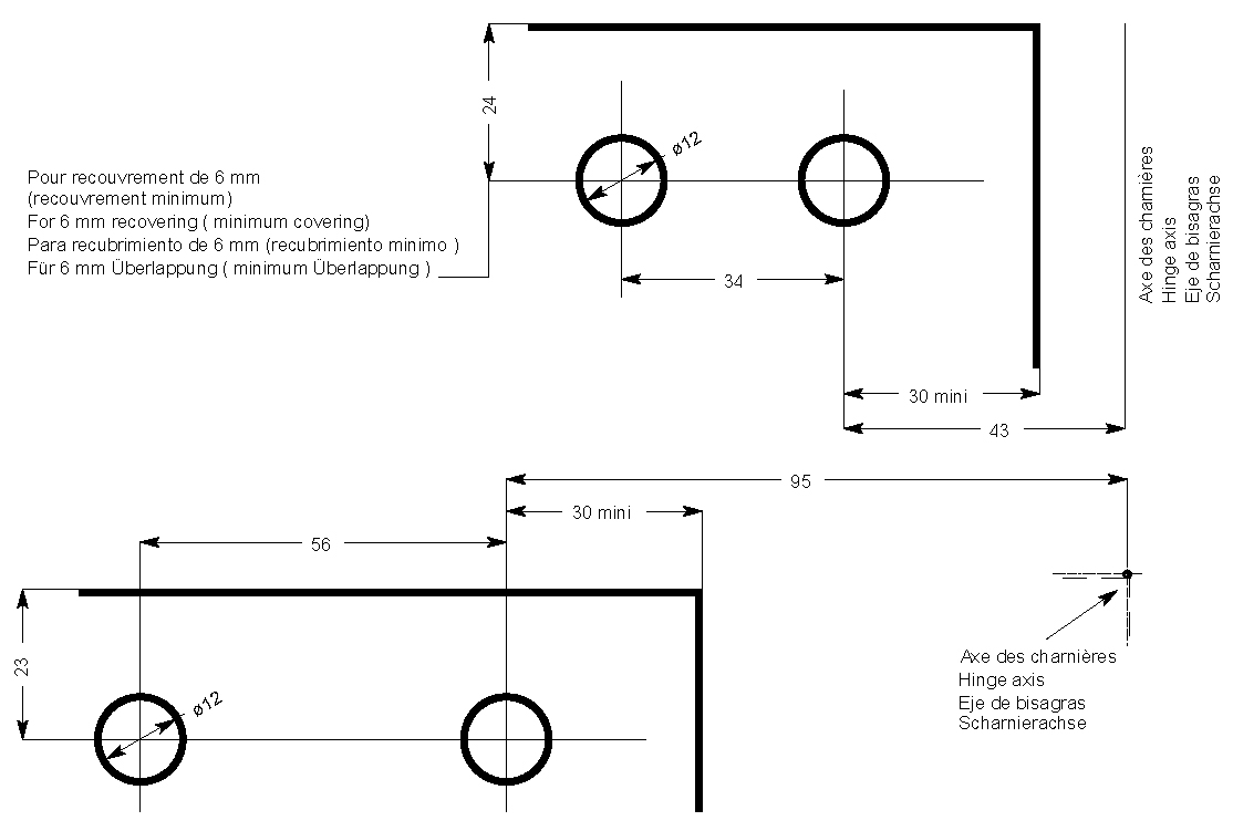 Feststehende Messinghalter, verchromt, e=10