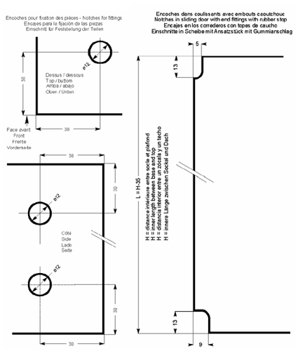 Klemmbefestigung für Trennwände - 52 x 40 mm - Flache Eckhalterung - Zamak verchromt matt