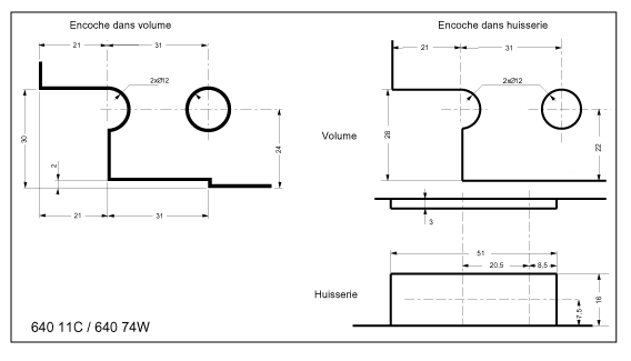 make-up section clip-in-door 25x25x2140 c to c 1550 & 1800  chromed
