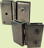 Glass/glass angle hinge, with ADM/H
threaded back plate, 57 x 30 mm, stainless brushed steel finish