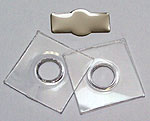 cales et caches pince capsi plastique transparent x3  métal chromé brillant