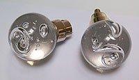doorknob Ile de Bréhat - Double - Clear bubble tube - Gold base.