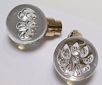 doorknob Ile de Bréhat - Double - Clear flower bubbles - Gold base.