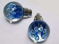 doorknob Ile de Bréhat - Double - Blue flower bubbles - Chromed base.