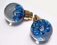 doorknob Ile de Bréhat - Double - Blue flower bubbles - Gold base.