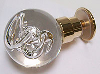 doorknob Ile de Bréhat - Single - Clear bubble tube - Gold base.