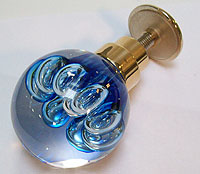 doorknob Ile de Bréhat - Single - Blue flower bubbles - Gold base.