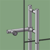 gâche adlock sur imposte + lat. gl/gl 180° pour poignée avec serrure inox brossé