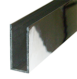 profil feuillure U adslide alu verre 8mm x2m   chromé brillant