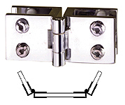clips-hinges, double - opening 10 mm - chromium-plated brass - for glass 60 x 40
