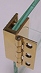 clips-hinges, single with wall plate, opening 10 mm - polished brass, for glass 130 x 45