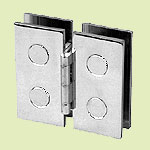 hinges, double, for two 180° volumes, 9 mm opening, for mirror glass 1.20 x 0.60, brass