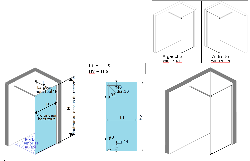 Duschewand WI nische 1 Festglas Vesteifung quadtratisch aluminium Edelstahl gebürstet