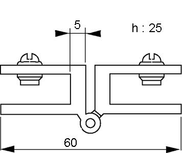 Klemmbefestigung für Trennwände - 52 x 40 mm - Flache Eckhalterung - Zamak vergoldet