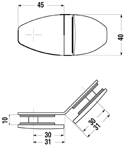 charnière à indexage venus mur/gl ép.6 x2 laiton chromé mat