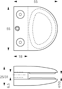 Glasklemme mit Gegenplatte reversi wand Stärke 8  Vollmetall x2 gebürstet und lackiert