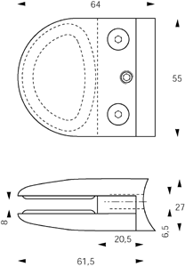 Glasklemme mit Gegenplatte reversi wand Stärke 8  Vollmetall x2 gebürstet und lackiert