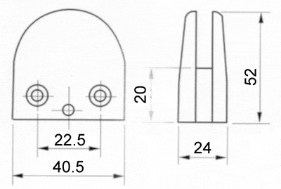 Klemmbefestigung für Trennwände - 52 x 40 mm - Flache Eckhalterung - Zamak vergoldet