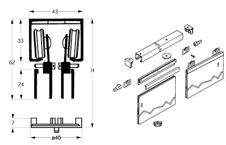 Laufschiene  SECURITRACK 2,90m   glänzendem Aluminium