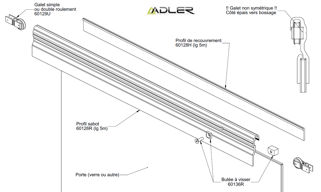 Profil  hängend securitrack  x 5m   eloxiert naturfarben