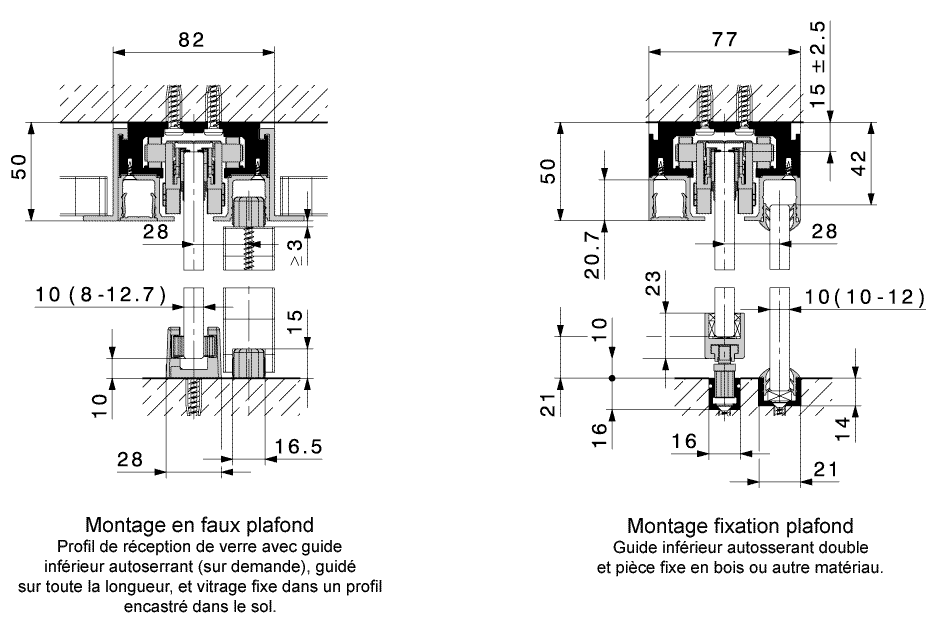 kit shower screen capsi niche 1 door WG 1 door WG anodised aluminium BSS effect