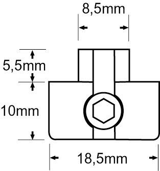 Doppelstift für Platte bis zu 10 mm Dicke (auf Anfrage)