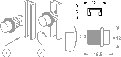 Gleitführung aus anodisiertem Aluminium, natural x10
