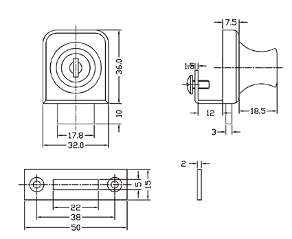 lock with handle, glass 6 mm thick, different key numbers, matt nickel
