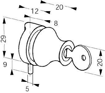 Griffschloß für Glastüren bis 6 mm Dicke, gleiche Kombinationen, vernickelt matt