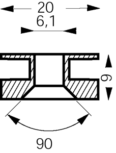 buttons, round head dia. 20 mm, polished brass