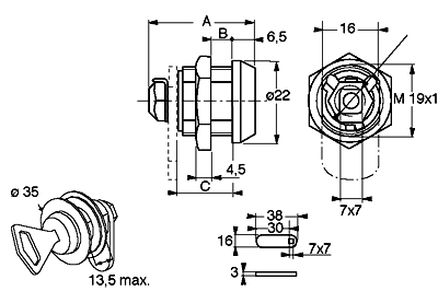 Schlüssel für Schlösser ABLOY EXEC aus Silber-Nickel und Polymer-Ring (Auf anfrage)