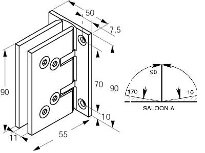 indexed hinge ( remplaced by 647 10N) super venus gl/gl.180 x2  satined brass