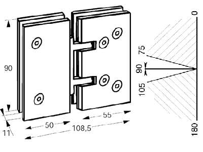 indexed hinge venus gl/gl.90 th.8 x2 white brass