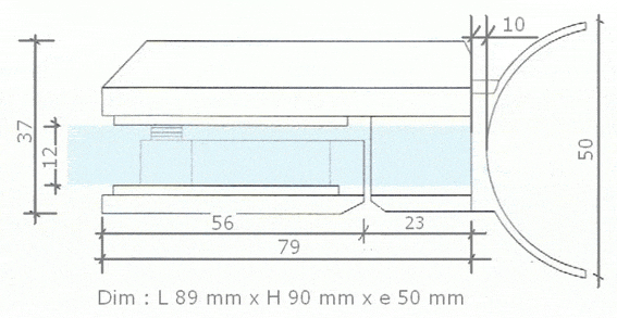 connector  adlock dist.76&216 wall/gl  brushed stainless  steel