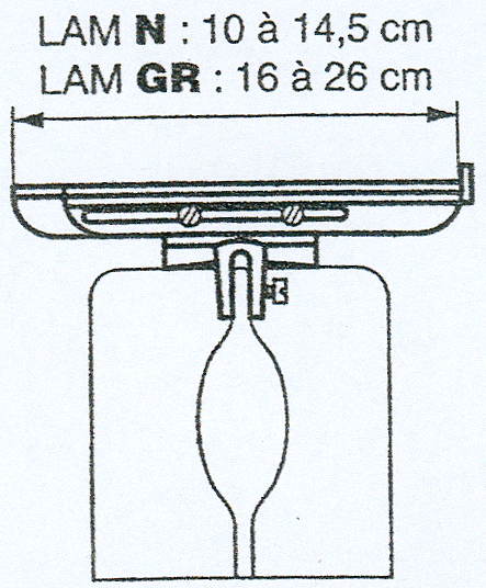 Halter Lam GR, Öffnung 16 bis 26 cm, weiss