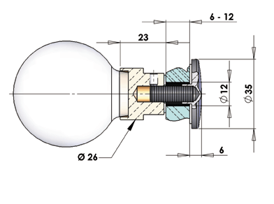 clips to screw, chromed brass, e= 12