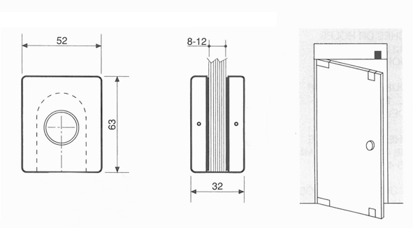Hakengriff, 67 X 18 mm, rechteckig, verchromt