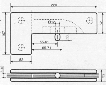 pied à platine carré 50, h 137 mm, laiton chromé