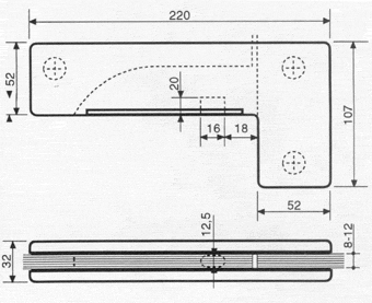 plate with axial pivot for top hinge, stainless steel