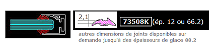 joint  A.S. pour verre 12 mm ou VF  66.2   pvc noir