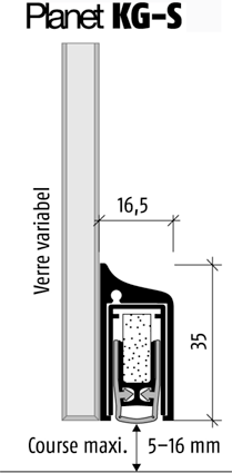 Untere einziehbare Türdichtungen, Länge der Dichtung: 1084 mm, für alle Dicken