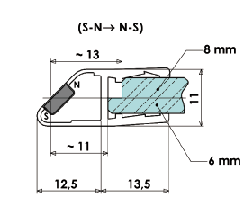 Cam lock 40x40 keyed alike nb 1 without key, mat chromed