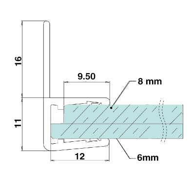 Rastscharnier  super venus Wand/Glas 45 x2  Verchromt matt