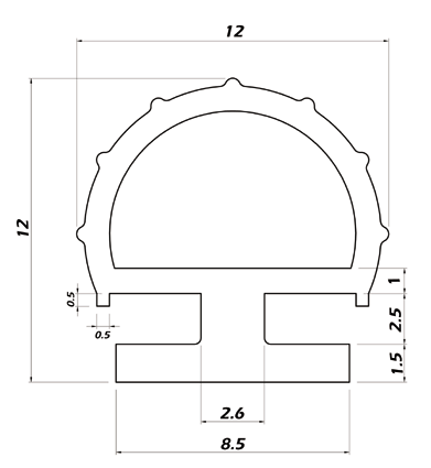 seal profile kit adler offset lip 6-8mm x2m translucent PVC