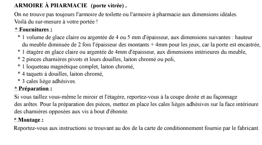 Armoire  pharmacie (porte vitre)