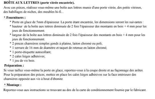 Bote aux lettres (porte vitre encastre)