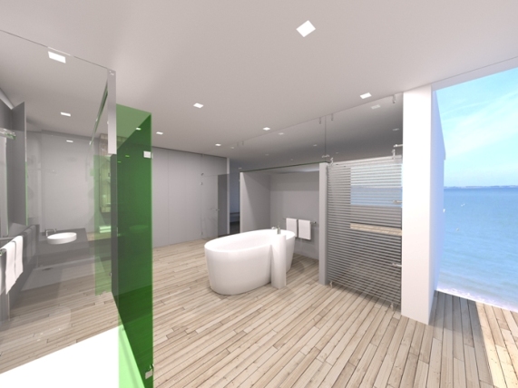 Salle de bain avec vue sur la mer 